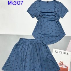 Đồ bộ quần váy áo tay ngắn nhún trước áo - DBO4897