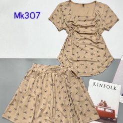 Đồ bộ quần váy áo tay ngắn nhún trước áo - DBO4897