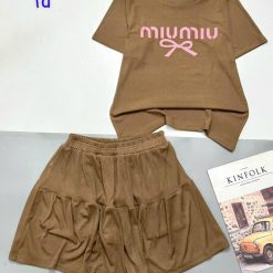 đồ bộ quần váy áo tay ngắn in chữ miu miu - DBO4902