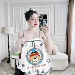 Đồ bộ quần đùi latin áo hai dây may nhún bèo - DBO4905