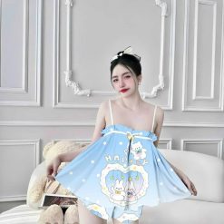 Đồ bộ quần đùi latin áo hai dây may nhún bèo - DBO4905