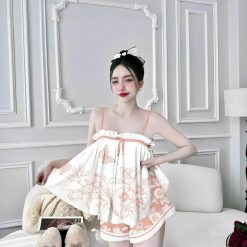Đồ bộ quần đùi latin áo hai dây may nhún bèo - DBO4905