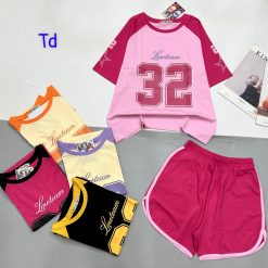 đồ bộ quần đùi áo tay ngắn quần viền in số 32 - DBO4919