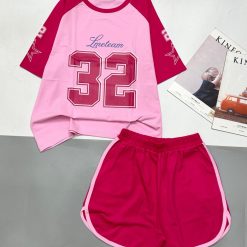 đồ bộ quần đùi áo tay ngắn quần viền in số 32 - DBO4919