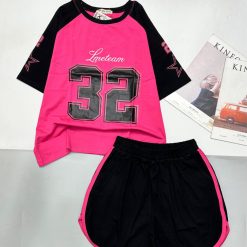 đồ bộ quần đùi áo tay ngắn quần viền in số 32 - DBO4919