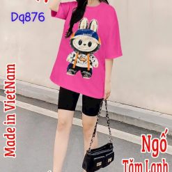 Đồ bộ quần lửng đen áo tay ngắn in hình gấu - DBO4921