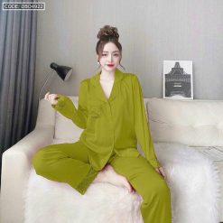 Đồ bộ pijama latin quần dài áo tay dài phối ren trơn - DBO4922