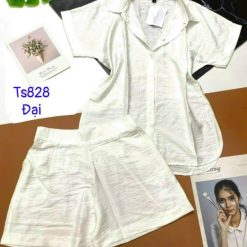 Đồ bộ quần đùi áo sơ mi tay ngắn màu trơn - DBO4925