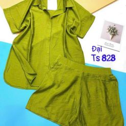 Đồ bộ quần đùi áo sơ mi tay ngắn màu trơn - DBO4925