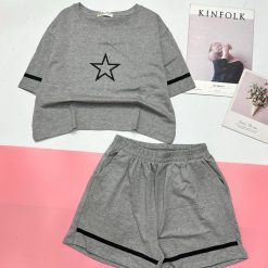 đồ bộ quần đùi áo crop top tay ngắn in hình ngôi sao - DBO4938