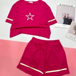 đồ bộ quần đùi áo crop top tay ngắn in hình ngôi sao - DBO4938