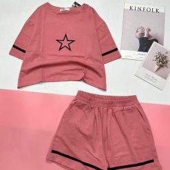 đồ bộ quần đùi áo crop top tay ngắn in hình ngôi sao - DBO4938