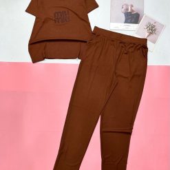 Đồ bộ quần dài ống nhỏ áo tay ngắn in chữ miu miu - DBO4947