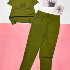 Đồ bộ quần dài ống nhỏ áo tay ngắn in chữ miu miu - DBO4947