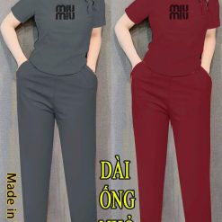 Đồ bộ quần dài ống nhỏ áo tay ngắn in chữ miu miu - DBO4947