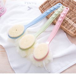 Cây Chà Lưng - Cọ Tắm Kì Lưng - Bàn Chải Chà Lưng 2 Đầu Có Bông Tắm 35cm - BCKL01