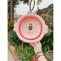 Chậu Gấp Gọn Silicone Hình Con Ong - Chậu Rửa Mặt Gấp Gọn Bằng Nhưa An Toàn Cho Bé 33x31,5x4 Cm - CRMCO01