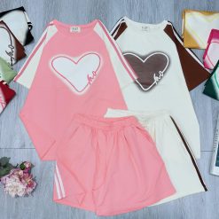Đồ bộ quần đùi áo tay ngắn in trái tim lớn - DBO4949
