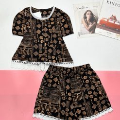 Đồ bộ quần đùi mango áo phối ren nút nhiều hoạ tiết đẹp - DBO4950