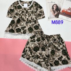 Đồ bộ quần đùi mango áo phối ren nút nhiều hoạ tiết đẹp - DBO4950