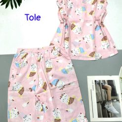 Đồ bộ vải tole quần lửng áo sát nách bèo - DBO4952