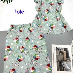 Đồ bộ vải tole quần lửng áo sát nách bèo - DBO4952