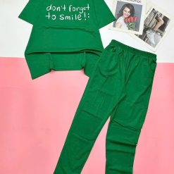 Đồ bộ quần dài thun áo tay ngắn in nhiều chữ - DBO4953