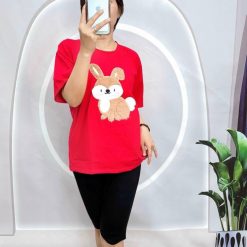 Đồ bộ quần lửng đen áo tay ngắn in hình chú thỏ - DBO4956