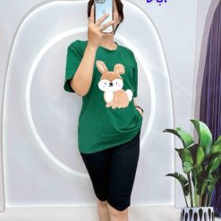 Đồ bộ quần lửng đen áo tay ngắn in hình chú thỏ - DBO4956