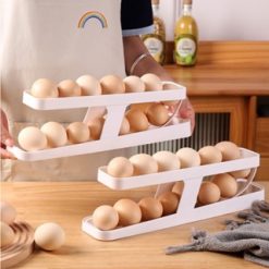 Khay Đựng Trứng Tự Lăn - Khay Đựng Trứng 2 Tầng Thiết Kế Gọn Gàng 36x8x10,5cm - KDT2T