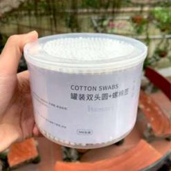 Combo 3 Hộp Tăm Bông Mỗi Hộp 500 Tăm Bông Ngoáy Tai - Tăm Bông Thân Gỗ 2 Đầu Bông Mềm Mại 8x12cm - TBTG500