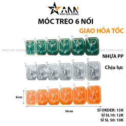 Combo 3 Thanh 6 Móc Treo Dán Tường - Móc Nhựa Treo Đồ Dán Tường Nhà Bếp Nhà Tắm Đa Năng Chịu Lực Tốt 36x6cm - MTDT01