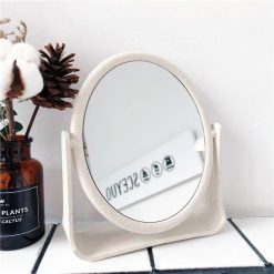 Gương Tròn Để Bàn Lúa Mạch - Giương Trang Điểm Để Bàn - Gương Nhựa - Khớp Xoay 360 Độ 19x16cm - GLM01