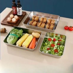 Combo 2 Hộp Đựng Thực Phẩm Lạnh Inox Size To 26x20x5cm - HDTPL01