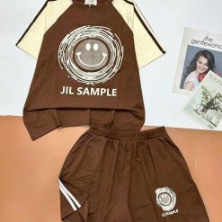 Đồ bộ quần đùi áo tay ngắn in hình mặt cười và chữ - DBO4959