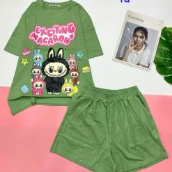 Đồ bộ quần đùi áo tay ngắn in hình thỏ răng cưa - DBO4960