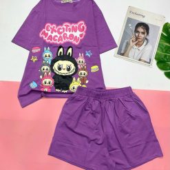 Đồ bộ quần đùi áo tay ngắn in hình thỏ răng cưa - DBO4960