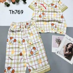 Đồ bộ pijama siêu mát quần lửng áo tay ngắn in hình thú - DBO4965