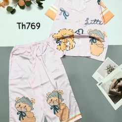 Đồ bộ pijama siêu mát quần lửng áo tay ngắn in hình thú - DBO4965