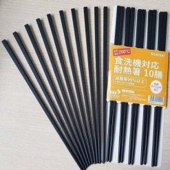 Bộ 10 Đôi Đũa Đen Kháng Khuẩn Hoạ Tiết Anh Đào 24cm - DKK01