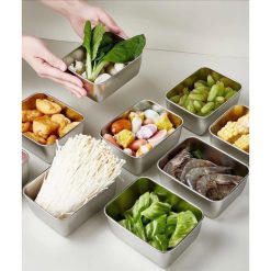 Hộp Lạnh Inox Đựng Thực Phẩm Kèm Nắp Nhựa 13.5x10.5x5.8cm - HLIN01