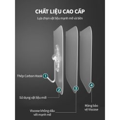 Set 3 Móc Dán Tường Chịu Lực Tiện Lợi 5.5x5.5cm - S3MTDT01