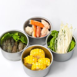 Combo 2 Hộp Inox Tròn Đựng Thực Phẩm Có Nắp Đậy 11x11x7cm - HINT01