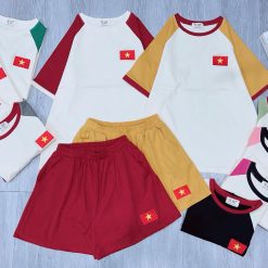 Đồ bộ quần đùi áo tay ngắn in hình cờ Việt Nam - DBO4978