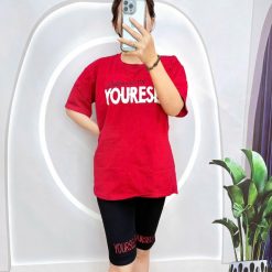 Đồ bộ quần lửng áo tay ngắn in chữ trên áo và ống quần - DBO4982