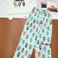 Đồ bộ quần dài áo tay ngắn tăm nhuyễn phối đũi sọc - DBO4983