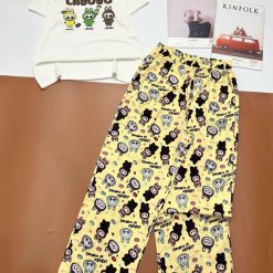 Đồ bộ quần dài áo tay ngắn tăm nhuyễn phối đũi sọc - DBO4983