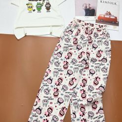 Đồ bộ quần dài áo tay ngắn tăm nhuyễn phối đũi sọc - DBO4983