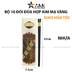 Bộ 10 Đôi Đũa Hợp Kim Mạ Vàng Cao Cấp 27x7.5cm - DHKMV01