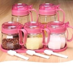 Bộ 5 Hủ Thủy Tinh Đựng Gia Vị Tiện Dụng 33x22x9cm - BHTT01